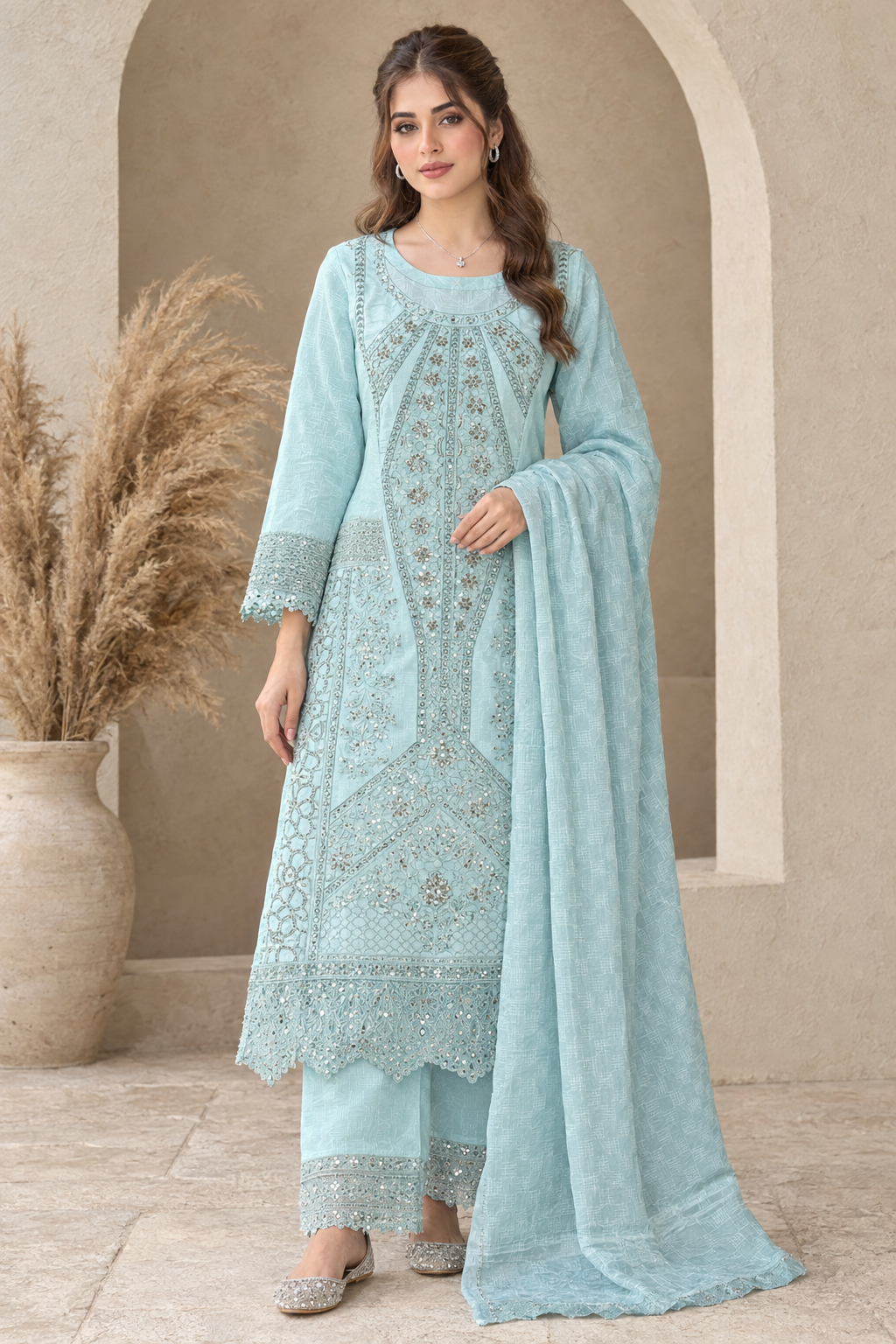 Aqua Luxe - 3 Piece Stitched Suit