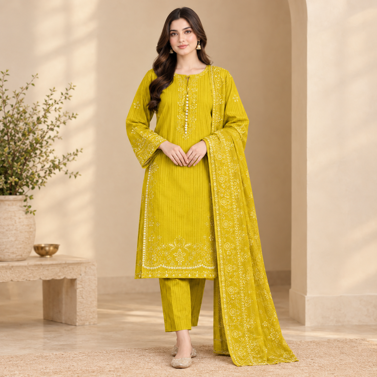 Noor Embroidered Suit-3 Piece Stitched Suit