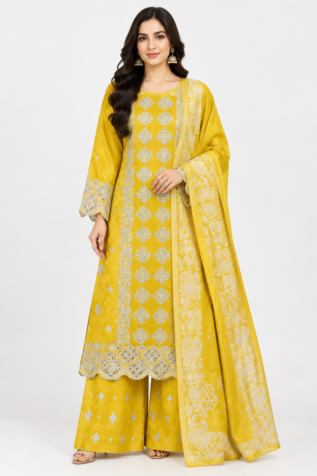 Yellowish Trendy Khaddar – 3 Piece Stitched Suit